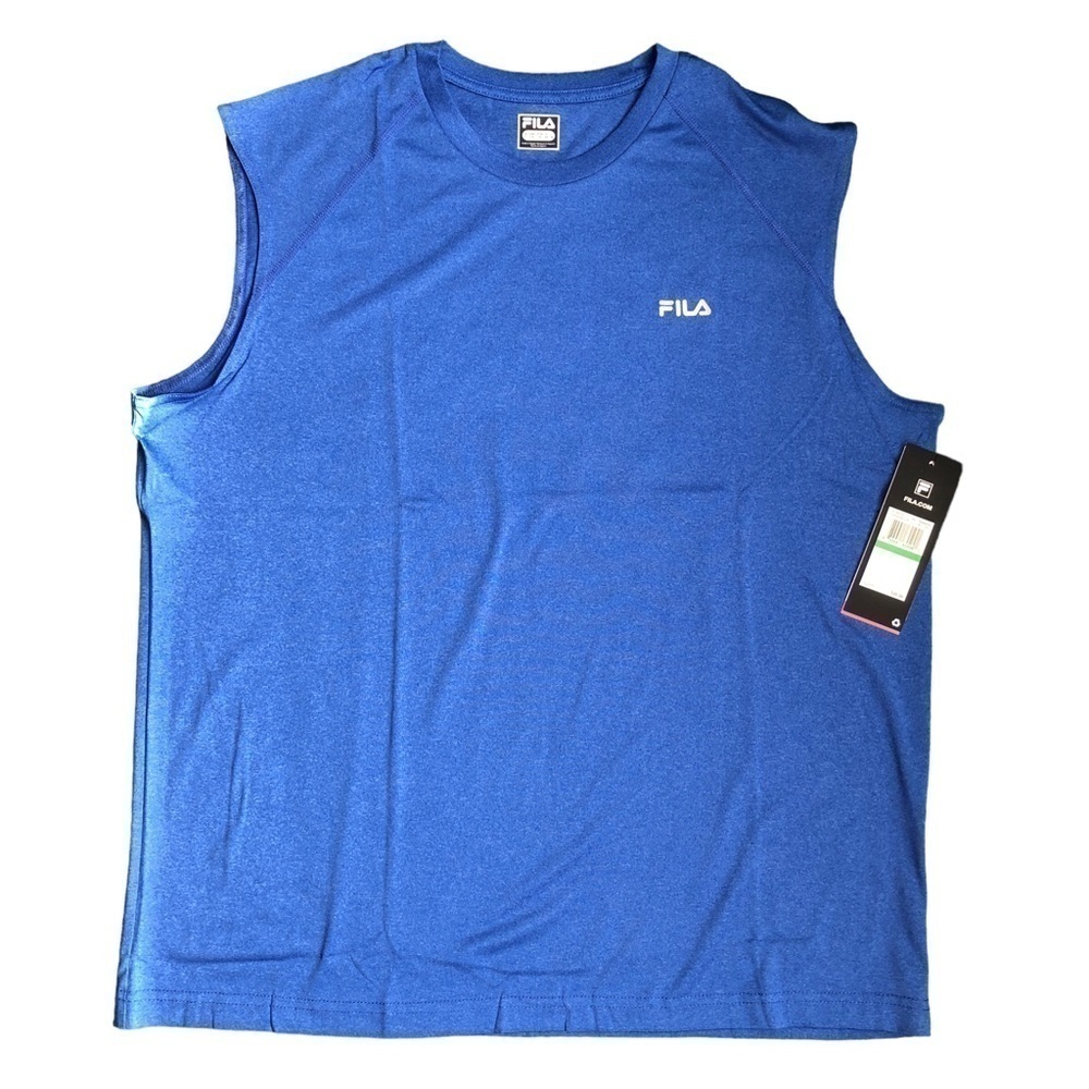 Nwt - FILA - Men’s Sleeveless Heathered Blue Crew Neck Athletic Top - Size Large